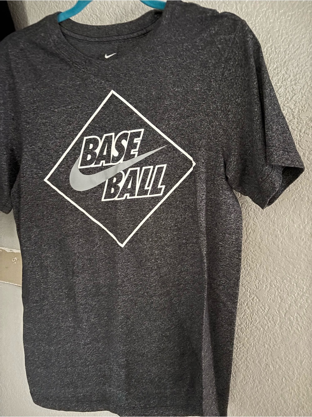 Nike Gray Heather Baseball Graphic Tee - White Logo